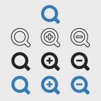 Search, Zoom In Zoom Out Icons Set Background vector