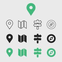 Location and Navigation Icons, Location, Left and Right icon Set Background vector
