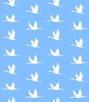 Pattern of hand drawn flying crane vector