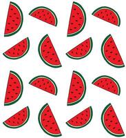 Seamless patterns of sketch watermelon slices vector