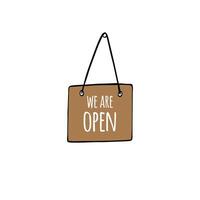 Door nameplate with we are open text vector