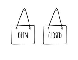 Door nameplates with open closed text vector