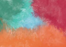 Colourful fur fabric background. Velour, textile texture. Brushed painted abstract watercolor background. Colours splash watercolour texture soft puffy red orange blue cover. Surface wool texture vector