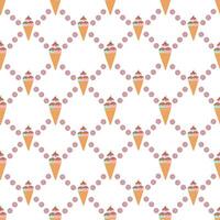 Ice cream cone, choco rainbows with candy argyle on white background. vector