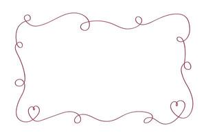 Continuous line drawing hand drawn frame with hearts for text background for valentines day. vector