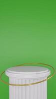 White podium with a green chroma key portrait background that can be removed for digital product promotion needs video