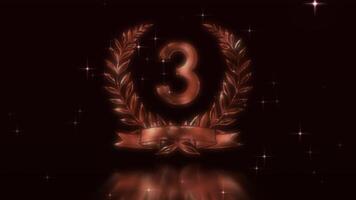 A cool bronze-colored laurel and a gorgeous animation that ranks 3rd place video