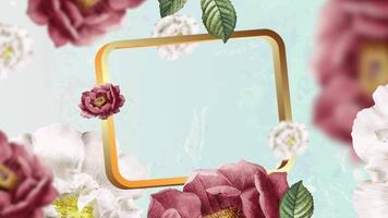 Wedding flower frame animation with copy space background seamless loop animation video
