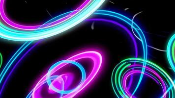 Vibrant Neon Light Swirls Cinematic Footage with Colorful Circles video