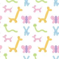 Balloons animals shape seamless pattern. Dog, giraffe, rabbit, snake and butterfly vector