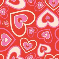 Valentine's Day seamless pattern with groovy hearts vector