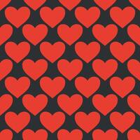 Black seamless pattern with red hearts vector