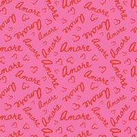 Pink seamless pattern with amore quote vector