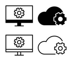 System icon design with monitor, cloud, gear vector