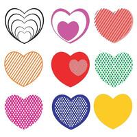 Set of Hearts in different colors and types vector