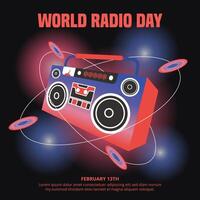 World Radio Day with a retro radio color vector