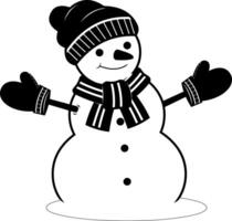 Outlined Happy Snowman Cartoon Character With Open Arms vector
