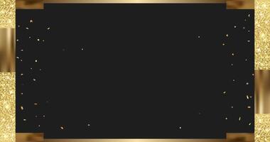 Elegant black background for card, certificate. Luxury template with gold glitter. Empty gift voucher with place for text. vector