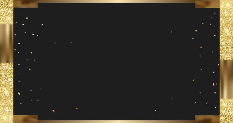 Elegant black background for card, certificate. Luxury template with gold glitter. Empty gift voucher with place for text.