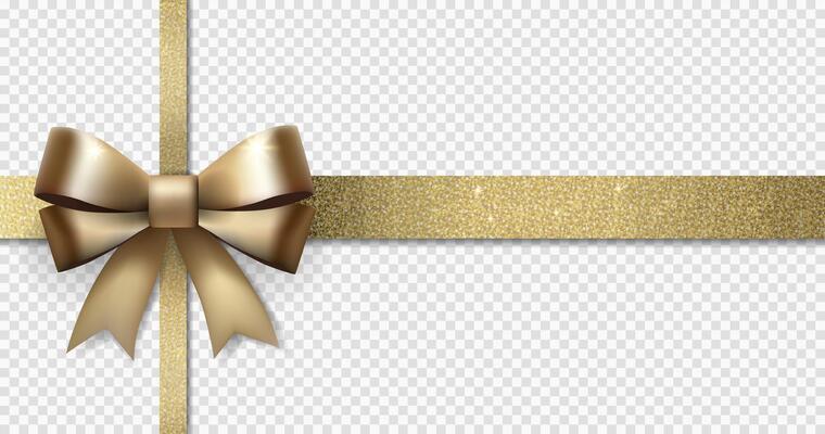 Empty background with gold bow and ribbons. Elegant template for gift voucher, card, coupon, certificate. Place for text.