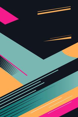 Abstract background, place for text. Trendy geometrical poster. Dark background and bright figures. Retro style.