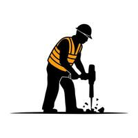 Silhouette of a Construction Worker Using a Jackhammer vector