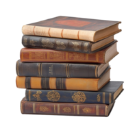 a stack of old books on a transparent background png