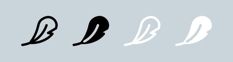 Feather icon set in black and white. Write signs illustration. vector