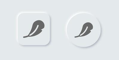 Feather solid icon in neomorphic design style. Write signs illustration. vector