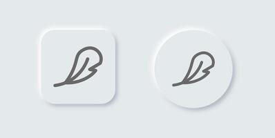 Feather line icon in neomorphic design style. Write signs illustration. vector