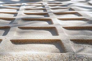 Geometric grid on a warm sand backdrop, offering a minimalist and structured design photo