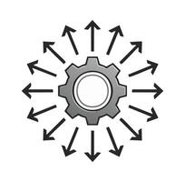 gear surrounded by arrows or data flow vector