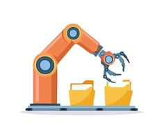 robotic arm interacting with files vector