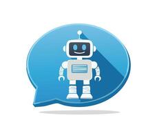 chat bubble with a robot icon vector
