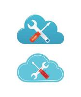 cloud with tools like a wrench, vector