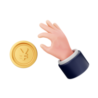 A hand holding a gold coin with a hand in front of it png