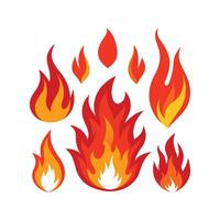 Red and Orange Fire Flame Icons for Hot Flaming Designs vector