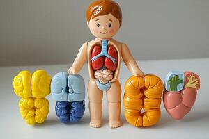 colorful anatomical doll designed for children shows removable internal organs like heart lungs and stomach photo