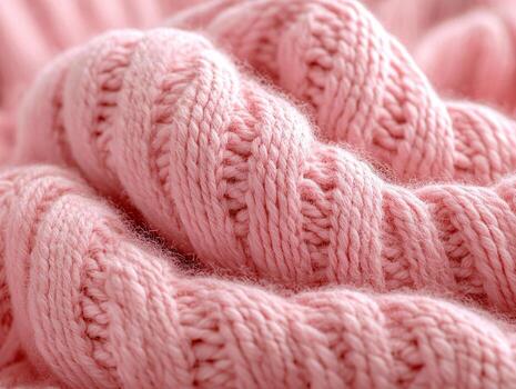 suave Encendiendo Destacar acogedor lana tejer tela en pastel rosado exhibiendo sus intrincado tejido y mullido textura Perfecto para agregando calor y comodidad ninguna espacio foto