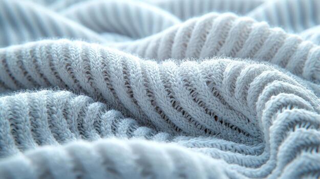 Focusing on soft texture and intricate weave of breathable cotton fabric in light gray clean backdrop accentuates its gentle beauty and elegance photo