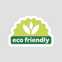Eco friendly sticker in flat design. Green ecological badge with leaf. illustration isolated. vector