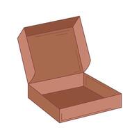 Eco packaging in flat design. Empty open cardboard box for pizza delivery. illustration isolated. vector