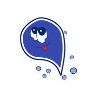 Water drop with groovy face in flat design. Funny character of liquid. illustration isolated. vector