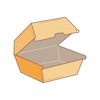 Eco packaging in flat design. Empty cardboard lunch box, paper food container. illustration isolated. vector