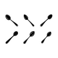 Teaspoon Icon with and Linocut Silhouette Design vector