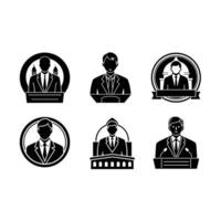 Public Representative Icon and Linocut Silhouette Design vector