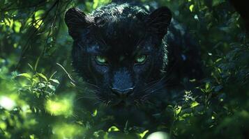 The black panther is in the jungle photo