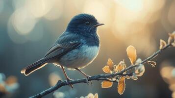 A small bird is sitting on a branch photo