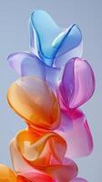 Abstract 3D colorful glossy shapes design against a light background, photo