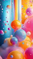 Colorful 3D Spheres in Abstract Gradient Background Design with a Liquid Feel photo